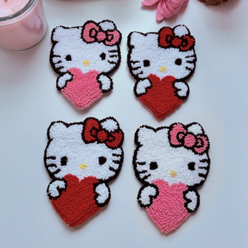 戳戳绣手工自制helloKitty杯垫材料包凯蒂猫diy新手解压解闷手作