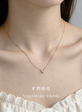 通体纯银爱心锁骨链日常通勤百搭