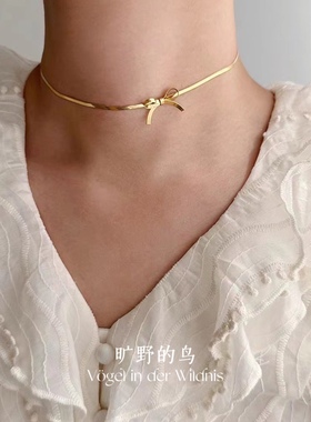 Vögel「芭蕾舞曲」蝴蝶结高级choker颈链少女钛钢项链女项链短款