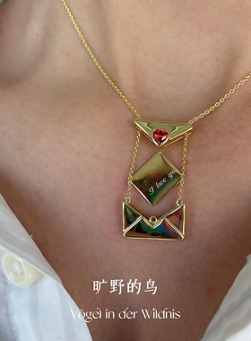 Vögel「情书」ins风小众独特稀奇古怪毛衣链配饰可开合信封项链