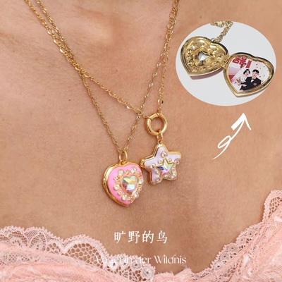 Vögl「芭比」翻盖爱心照片吊坠项链定制儿童幼儿园毕业礼物女