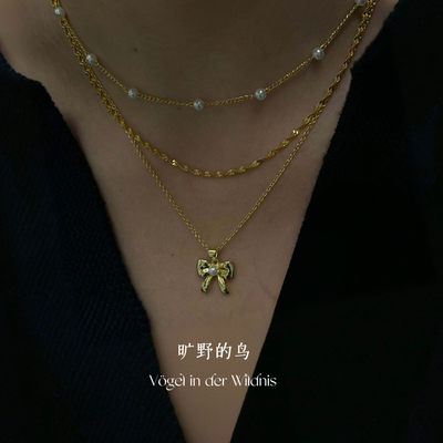 Vögel「暖云天」大蝴蝶结毛衣链轻奢小众高级感叠搭项链配饰女