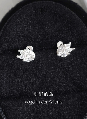优雅高级小天鹅耳钉通体s999纯银