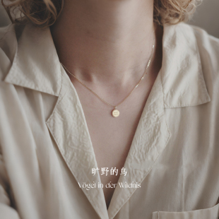 Vögel「金币」 s925纯银锁骨链18k金可水洗不掉色毛衣项链女