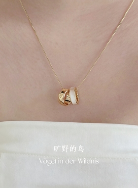Vögel「贝母双环」吊坠项链小蛮腰圆圈圈转运珠锁骨链高级配饰女