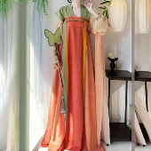 复原唐褙子齐胸破裙日常仙气春夏款 原创汉服女新款 棠花 烟芷雨