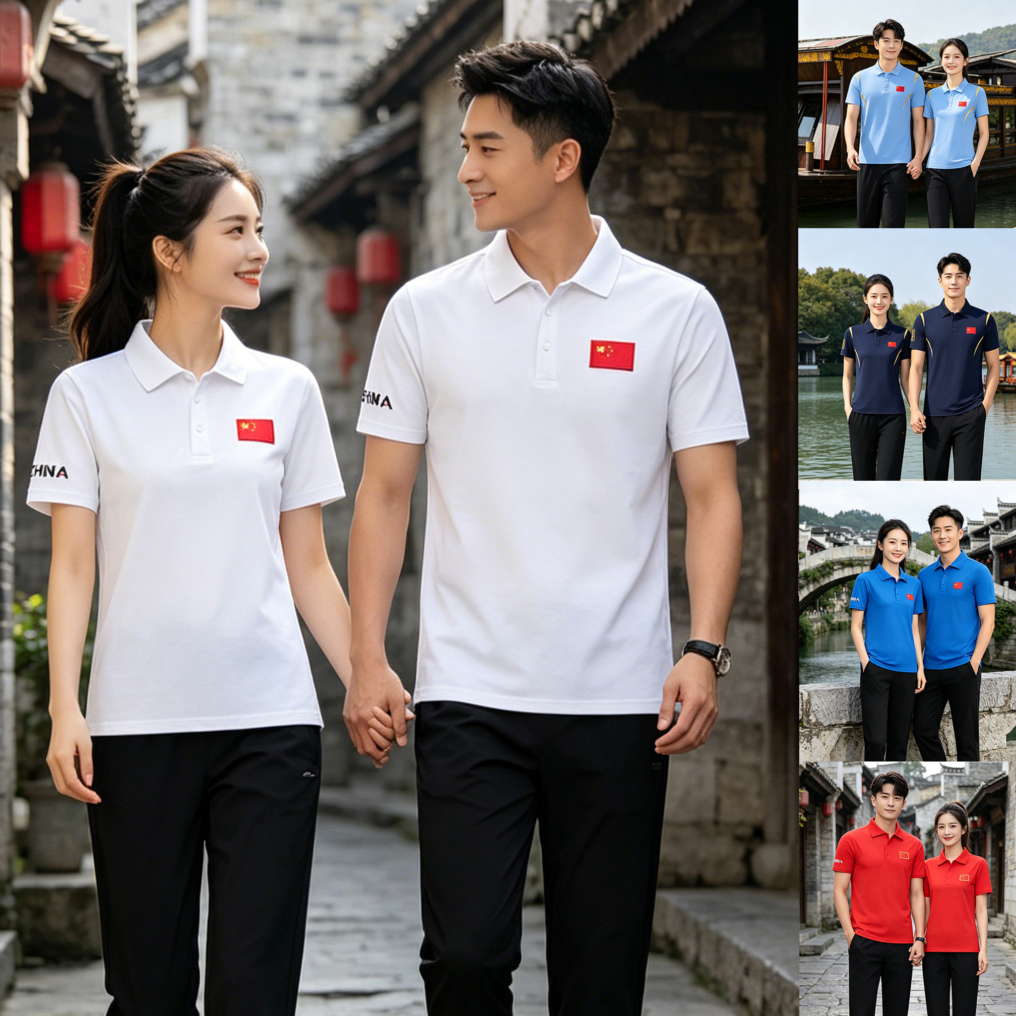 速干中国队运动短袖武术训练T恤裁判教练服工作服国服polo衫定制