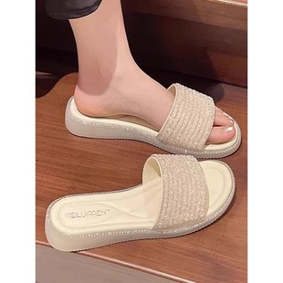 潮牌小香风厚底拖鞋 女2025新款 夏季 软底防滑高级感海边沙滩凉拖鞋