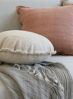 弋采可拆洗野奢户外禅意侘寂风沙发含芯棉麻装饰圆形靠垫抱枕腰枕