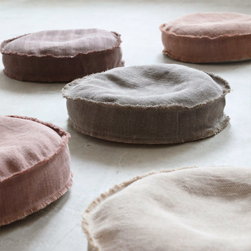 弋采可机洗水洗户外露营侘寂风亚麻榻榻米坐垫蒲团坐墩豆包搁脚凳