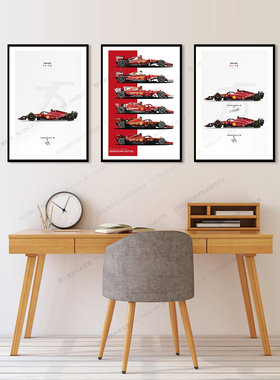 F1方程式赛车法拉利挂画跑车装饰画男孩卧室床头壁画超跑工作室画