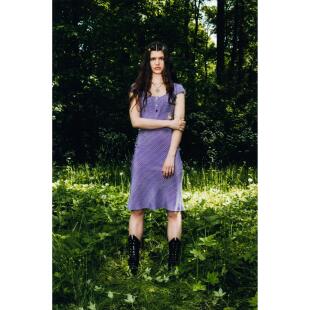 THE ISABEL in very peri 长春花蓝短袖真丝连衣裙 Risque Rose