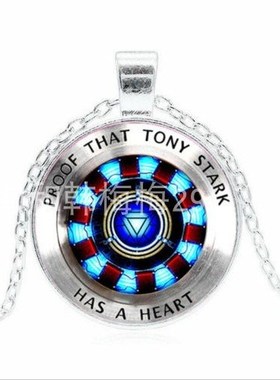 Iron man, Tony Stark Glass dome Necklace chain Pendant 项链