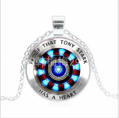 Iron man, Tony Stark Glass dome Necklace chain Pendant 项链