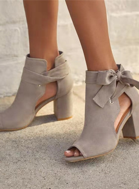 Thick heeled fish billed Roman shoes sandals for women 2024