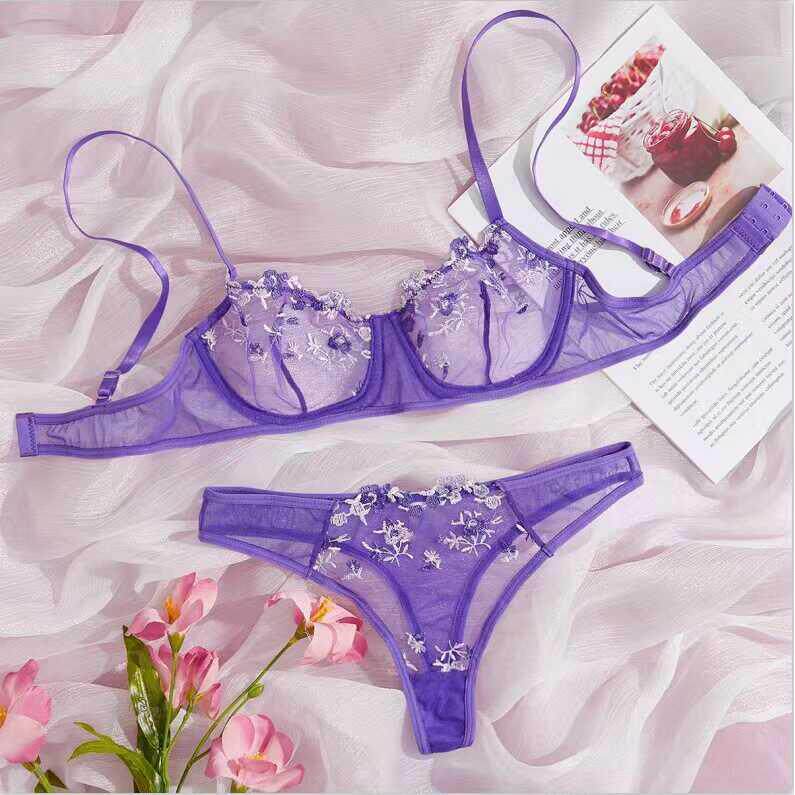 Sexy French lingerie embroidered lace bra set 法式内衣纯欲风