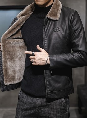 Men Leather jacket for winter Jackets Fleece warm Coat Coats