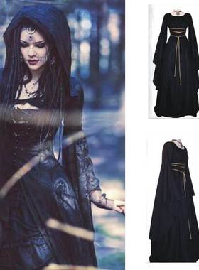 Halloween long-sleeved women hooded and listened万圣节连衣裙