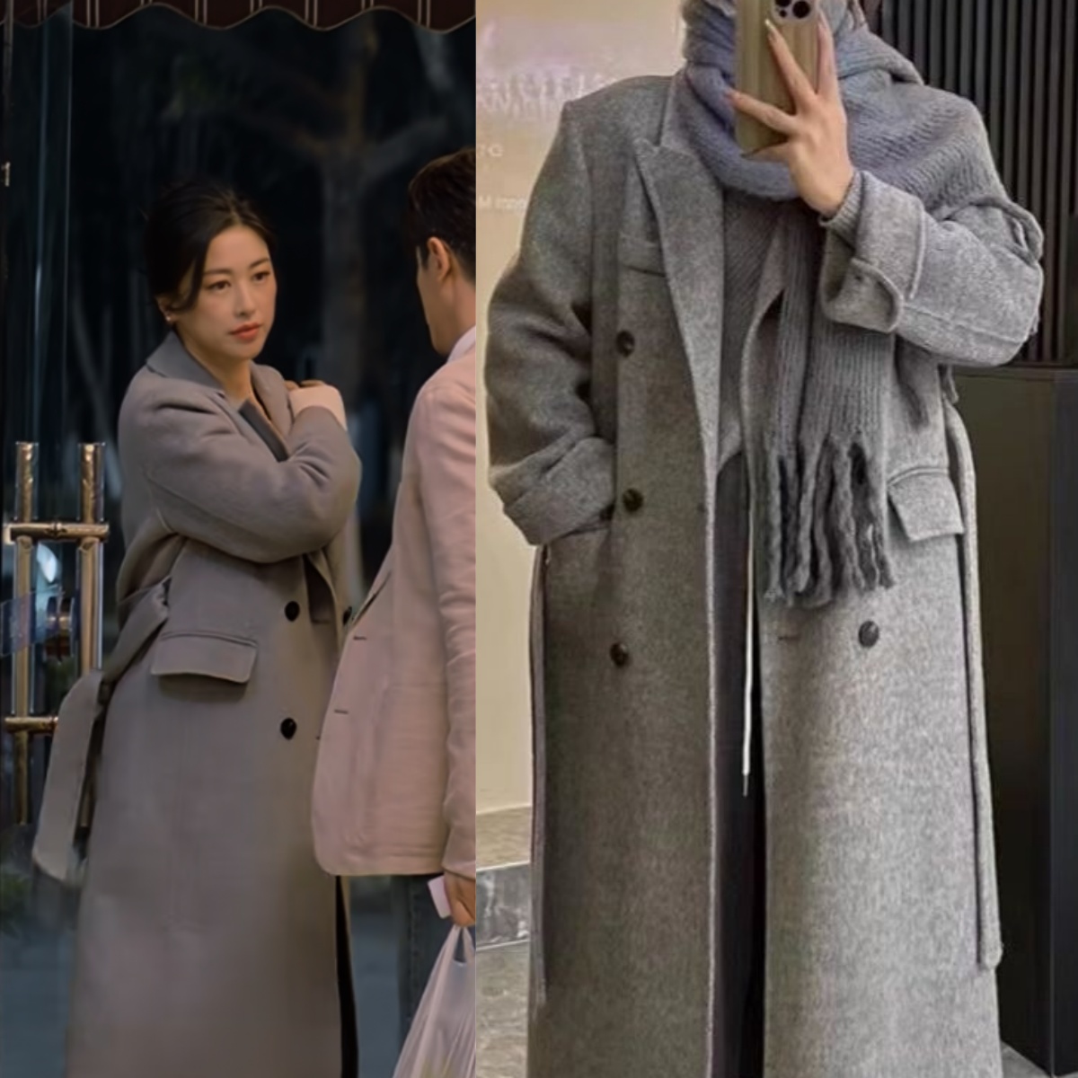 他为什么依然单身顾叶嘉朱珠同款双排扣长款双面羊绒大衣羊毛外套