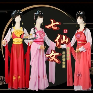 戏曲京剧越剧演出服装绣花宫女裙子服装全套七仙女演出戏服