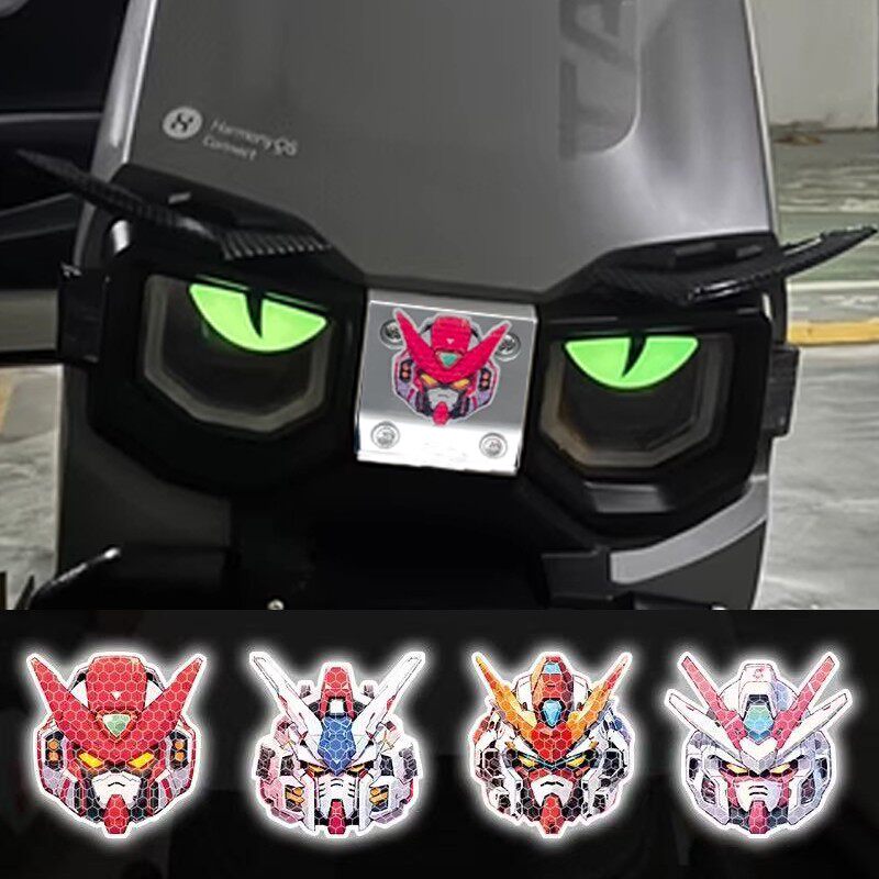 适用台铃超能S苍穹车头变形金刚强反光装饰贴纸眉毛夜光眼睛改装