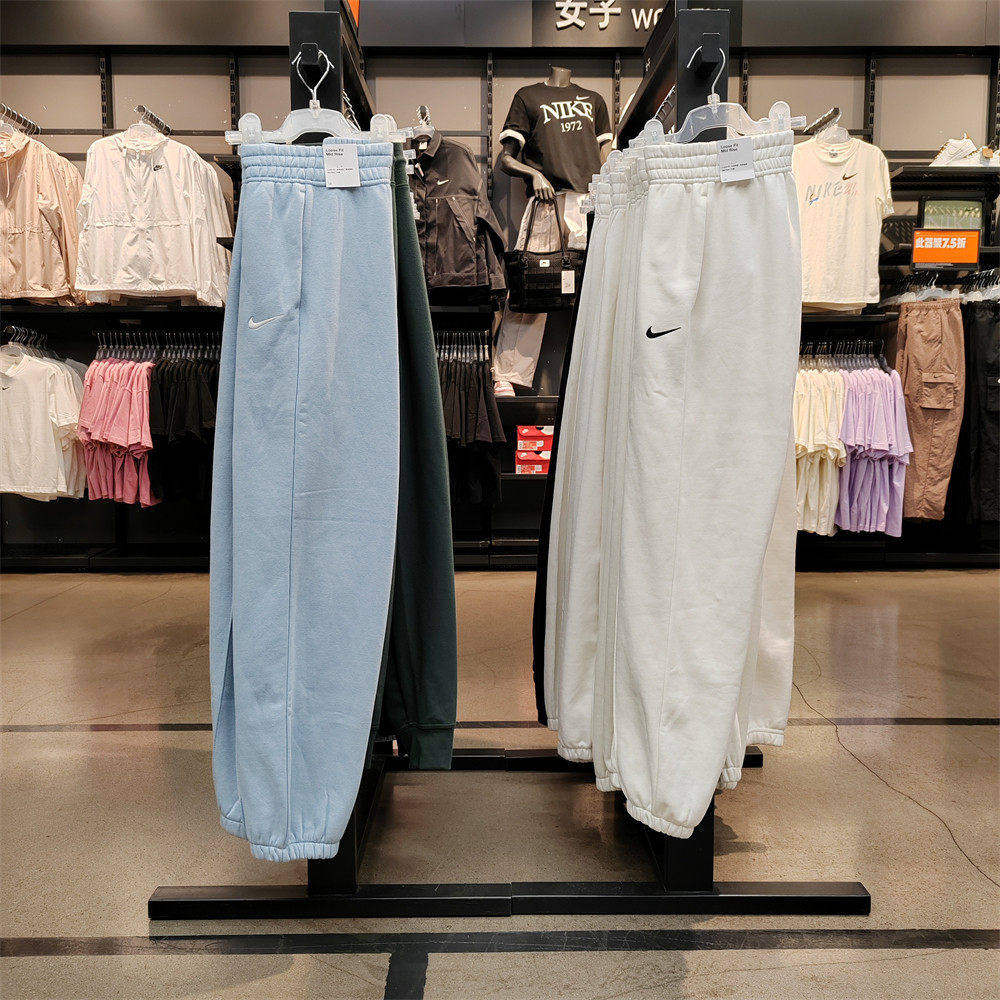 耐克NIKE奥莱正品女针织运动休闲薄绒高腰收口束脚长裤BV4090-010