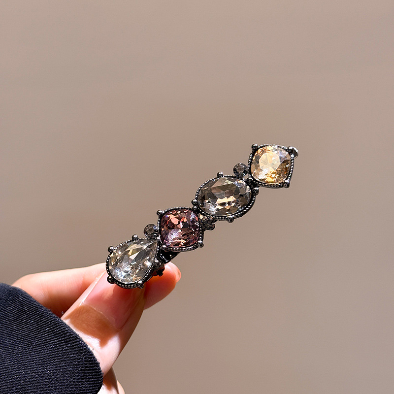 轻奢风合金镶钻发夹女前额侧边刘海小夹子甜酷碎发一字夹发卡头饰