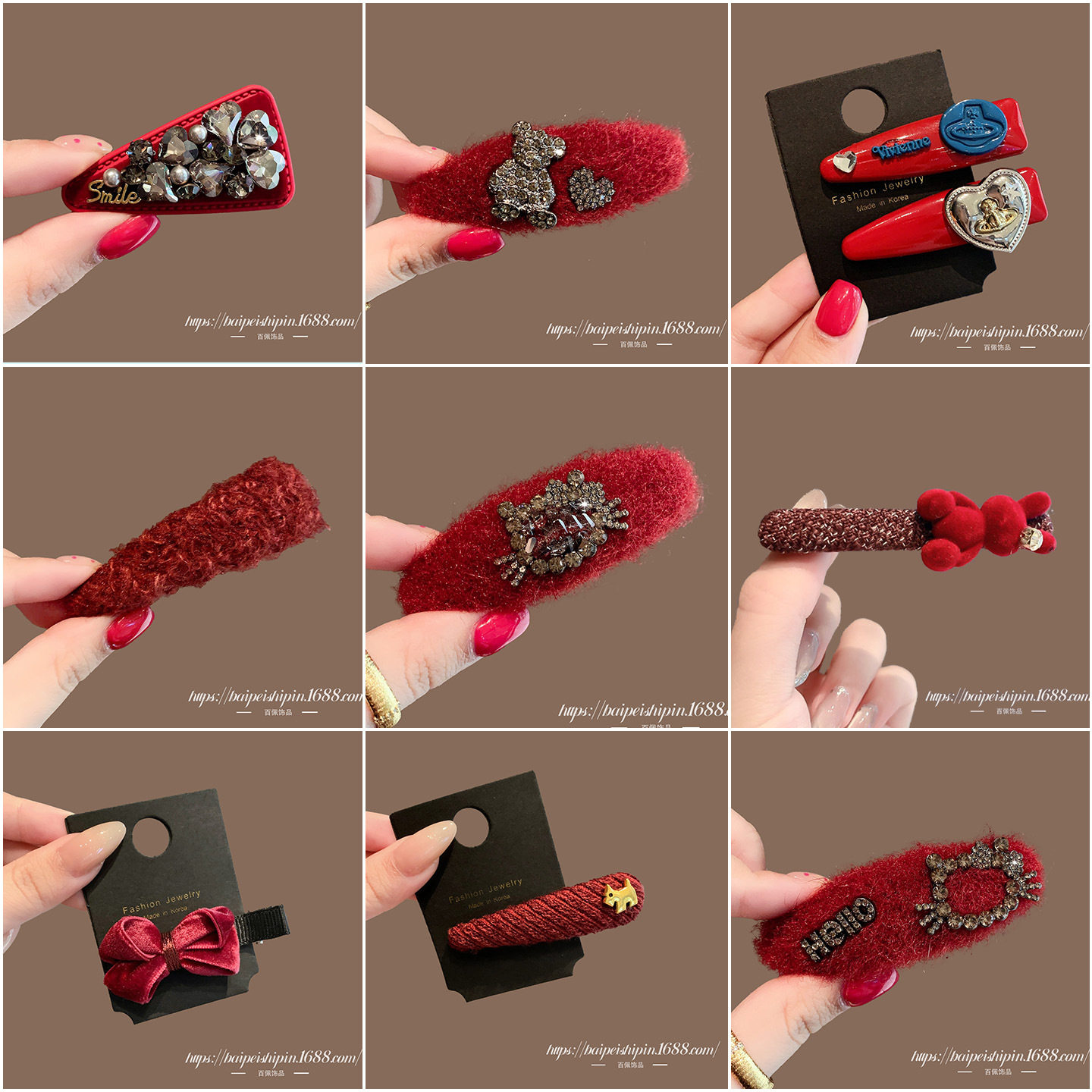 2025年新年元旦氛围感红色发夹女前额刘海碎发边夹感发夹合集,饰品/流行首饰/时尚饰品新,民族风发饰,淘宝优惠券,粉丝福利购,淘宝优惠卷