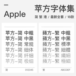 苹方字体Win/Mac苹果字体简体繁体PS/Ai/TTF字体安装包素材下载