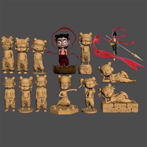 102哪吒之魔童降世三维立体圆雕图雕刻STL文件3D打印模型图纸合集