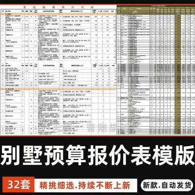 别墅室内装修工程预算表报价单自建房土建施工价格工程量清单模版