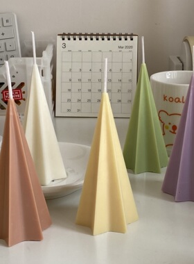 COG 自制ins六角星锥三角柱蜡烛无味纯手工同款蜡烛拍照摆件紫色