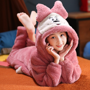 女童冬季法兰绒家居服套装