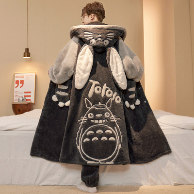 大码珊瑚绒男士睡袍套装