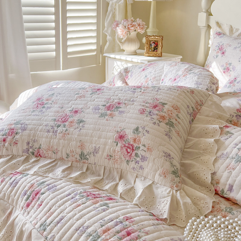 小清晰夹棉加厚竹节纱枕套单人枕芯罩枕头套一对装四季通用公主风