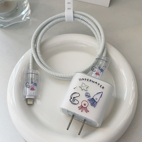 海底世界，适用苹果20W充电器保护套17pro/18充电头硅胶咬线器