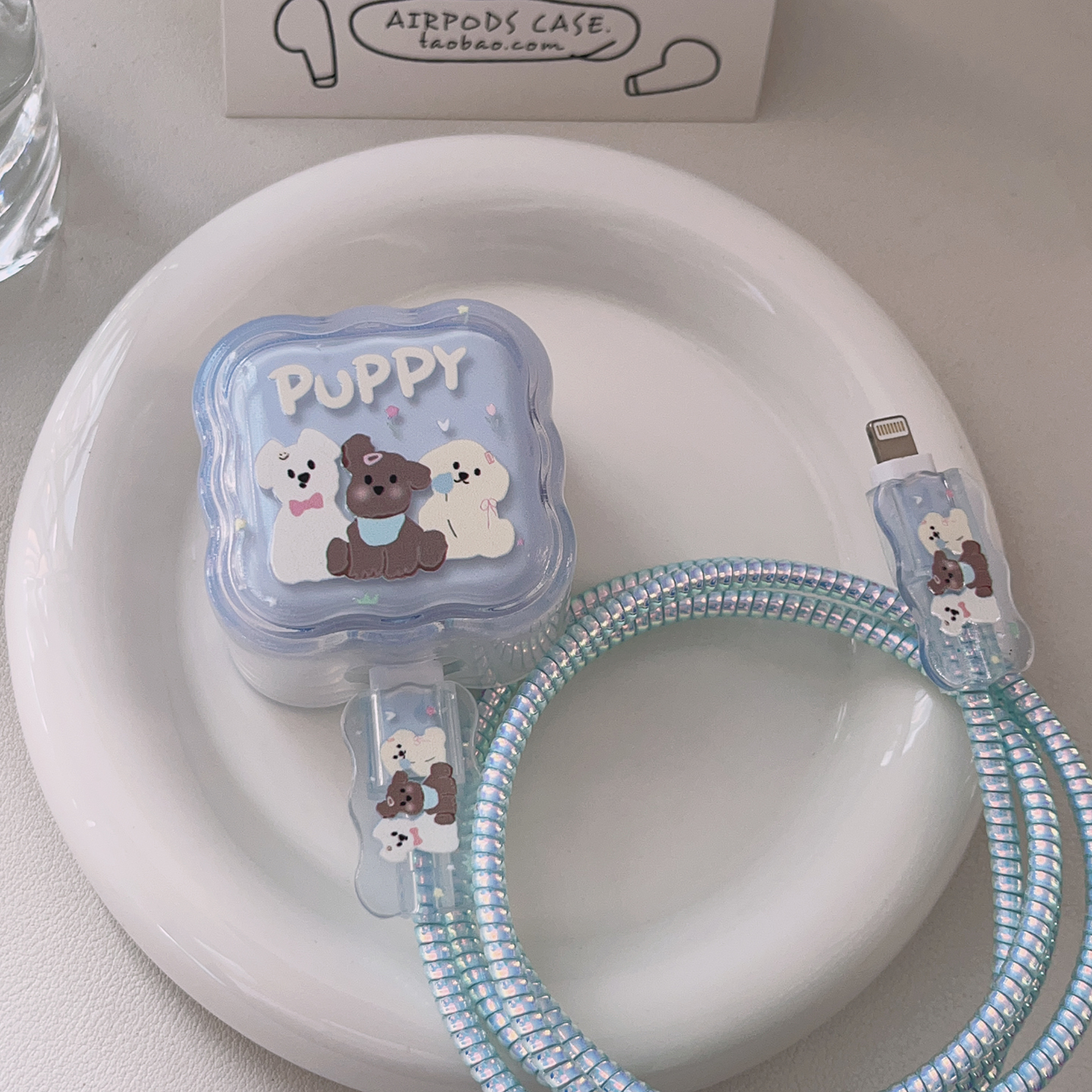 可爱狗子适用40W苹果电器保护套17咬线器防折断iphone保护线简约