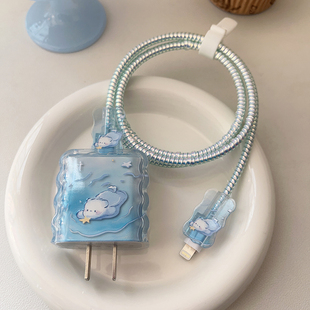 可爱小狗适用苹果17充电头保护套40W数据线20w充电器保护壳16