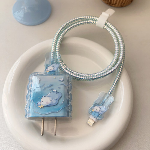 可爱小狗适用苹果17充电头保护套40W数据线20w充电器保护壳16/15