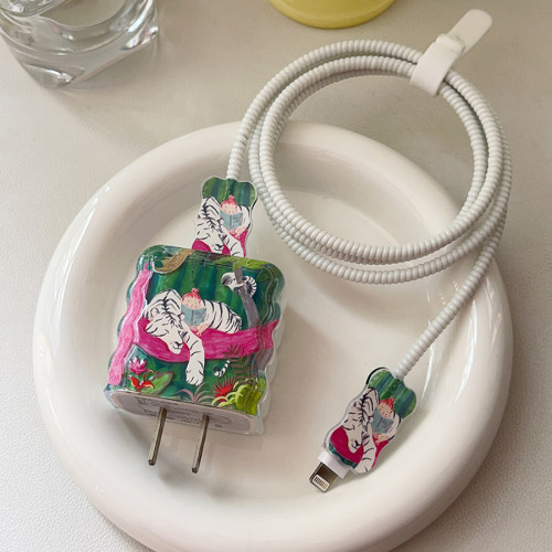 白虎女孩适用苹果16/17充电器保护套20W咬线器iphone缠绕线防折断