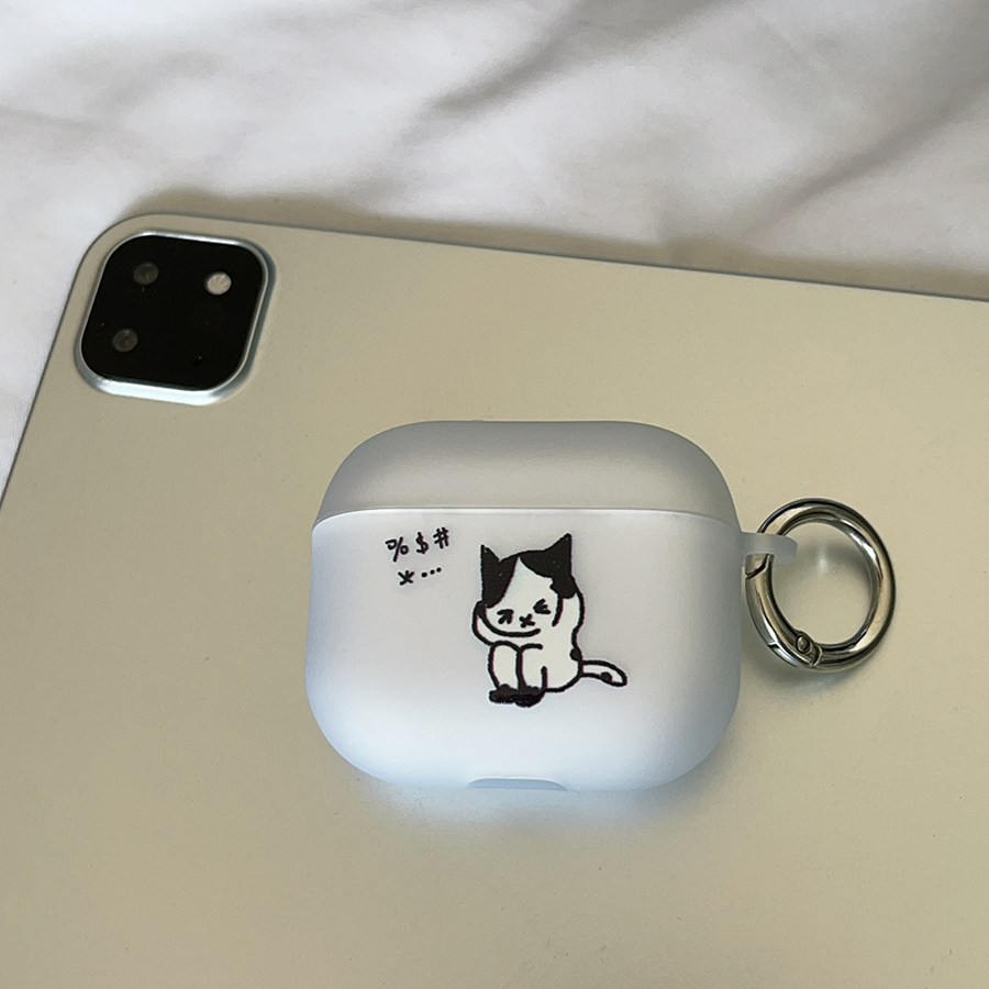头疼猫，卡通airpodspro2代保护套1/3/4/5代创意磨砂半透明硅胶软适用苹果耳机壳无线蓝牙外壳防摔新款简约