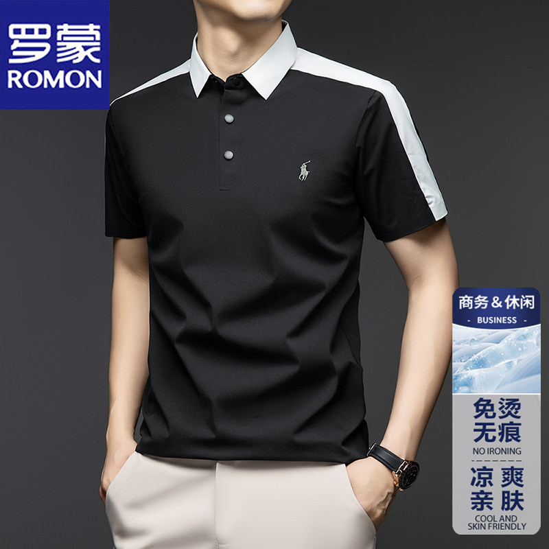 罗蒙夏季新款短袖t恤男士POLO衫