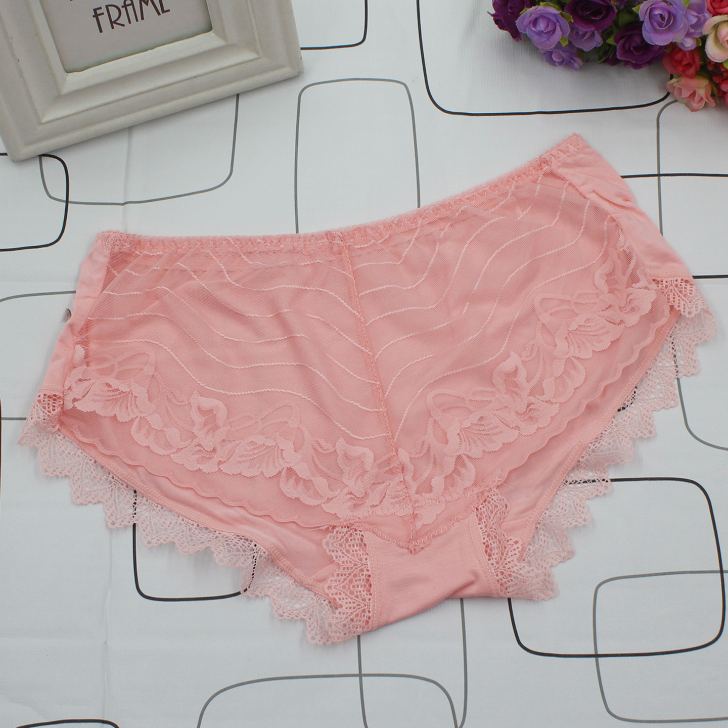 性感蕾丝内裤莫代尔舒适透气拼接中低腰竹纤维女士三角裤 小天儿