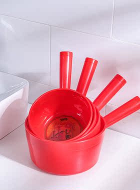 满门财喜塑料红色水瓢大小号耐摔不碎勺厨房卫生间洗漱舀子洗头杯