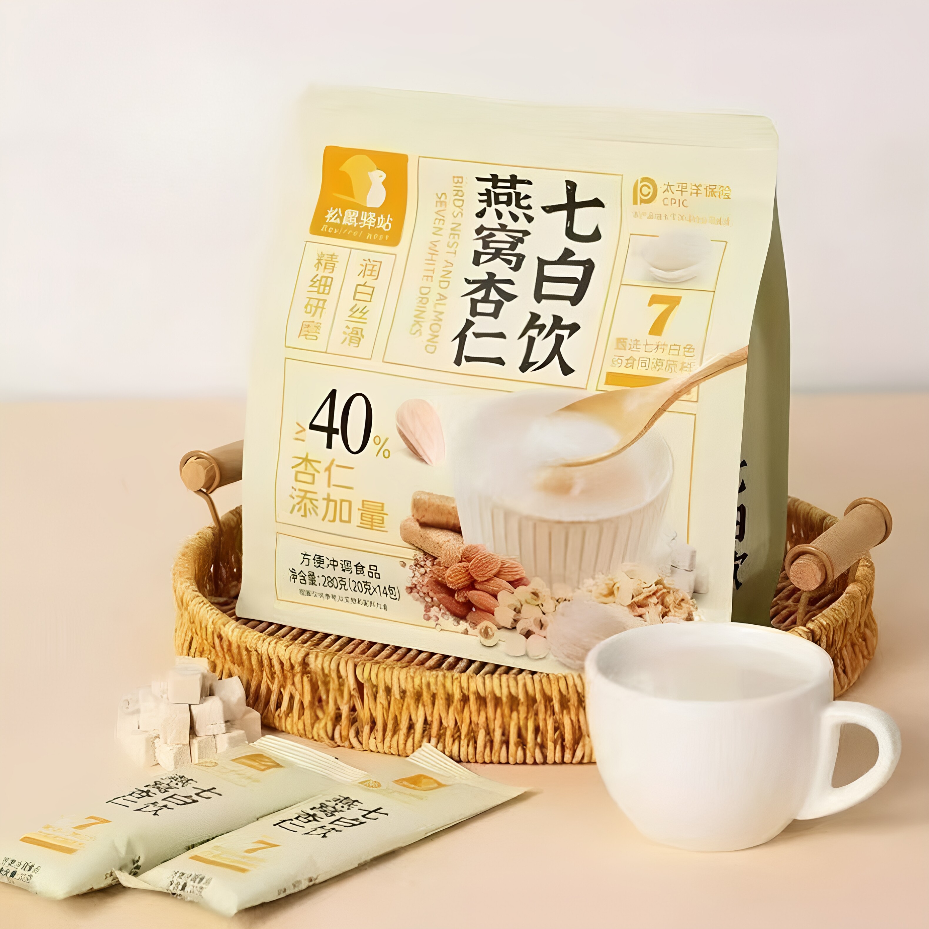 松鼠驿站女神专区燕窝杏仁七白饮14包装280g养颜美容养生养护身体