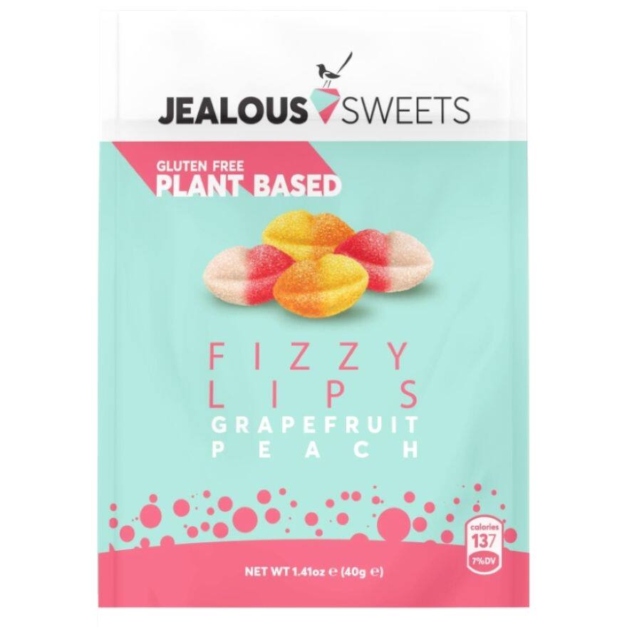JEALOUS SWEETS纯素天然果汁有气酸味嘴唇软糖西柚+桃味40g无色素