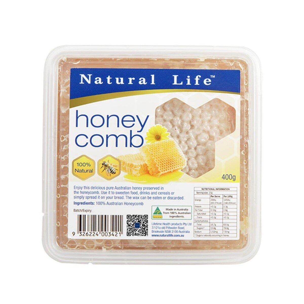 Natural Life澳洲天然野生蜂巢蜜400克100％纯正澳洲蜂蜜和蜂巢
