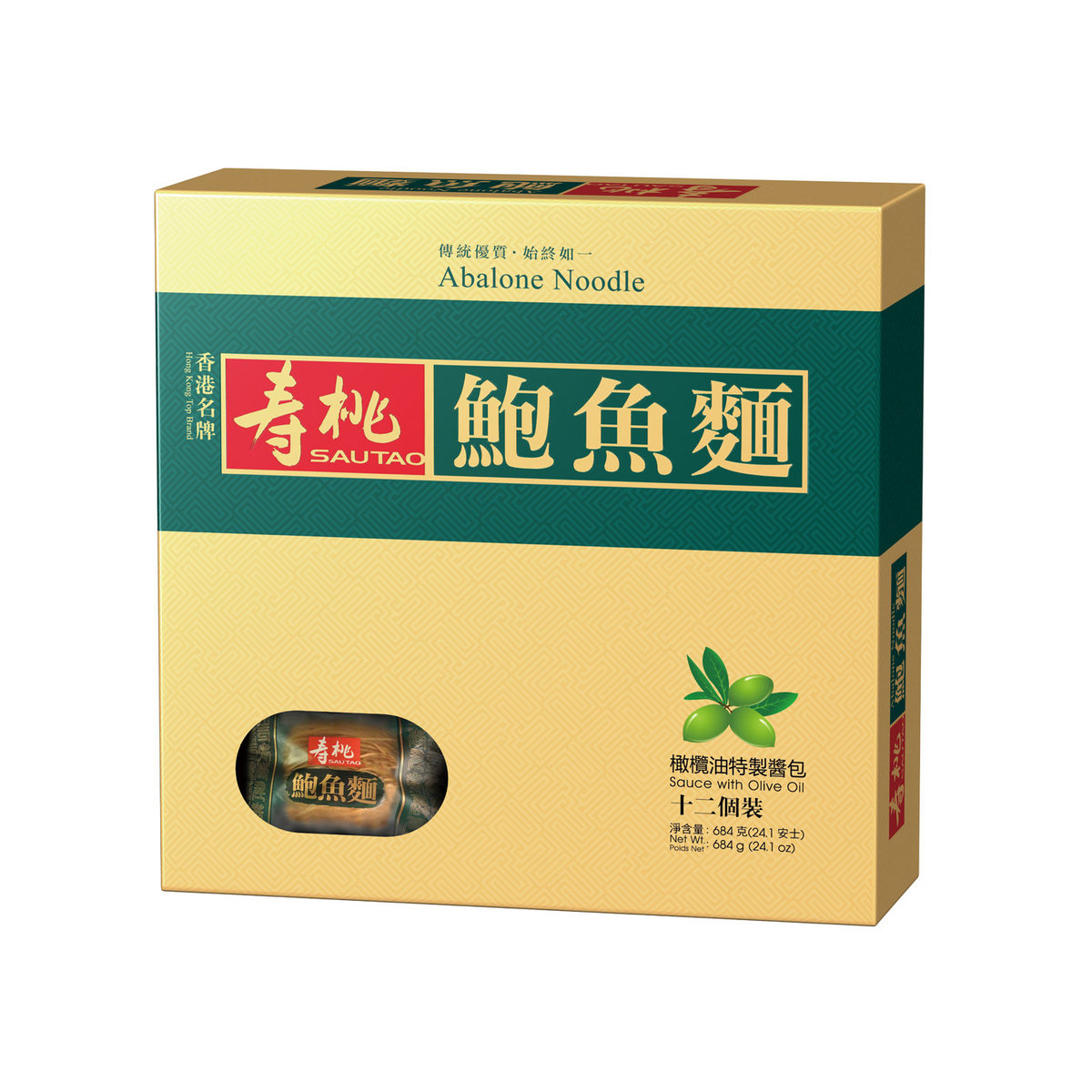 香港进口寿桃牌寿桃鲍鱼面礼盒 (12个装)