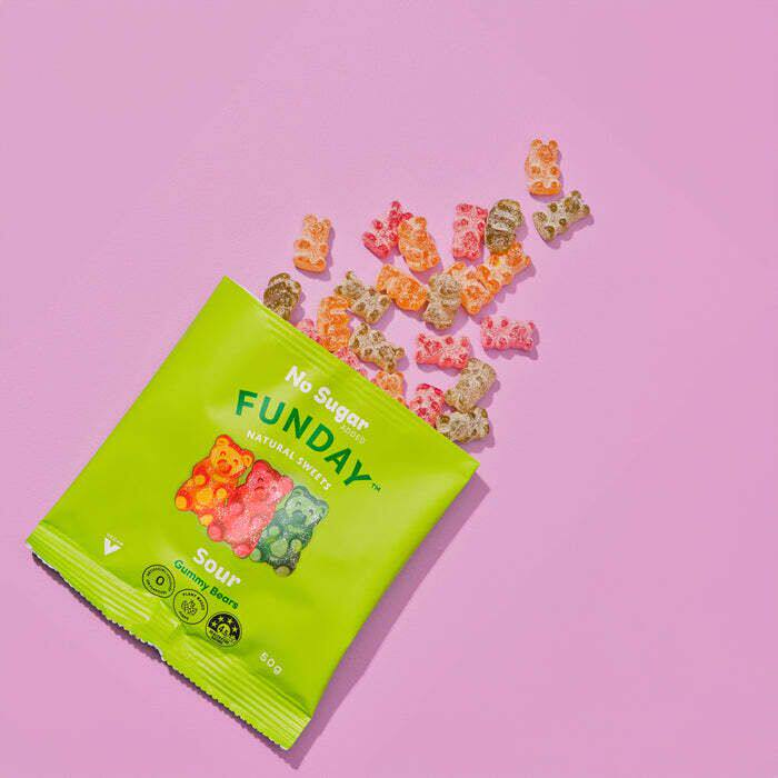 FUNDAY天然全素水果味熊仔酸糖绿袋无添加糖儿童休闲零食软糖进口