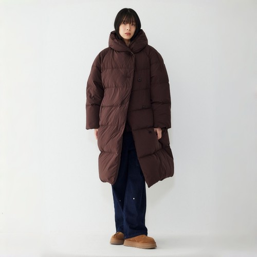 STUDIO TOMBOY 连帽单排扣长款羽绒服鸭绒通勤保暖宽松外套女